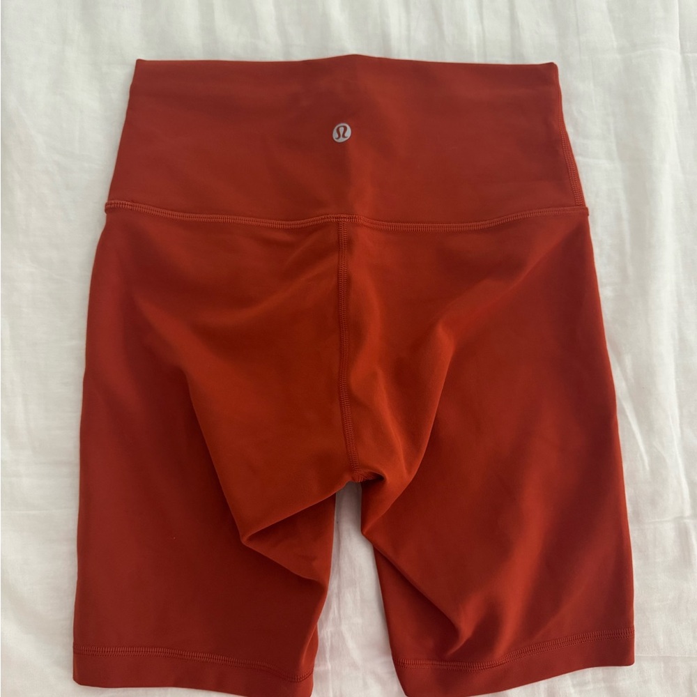 lululemon athletica burnt orange biker shorts
